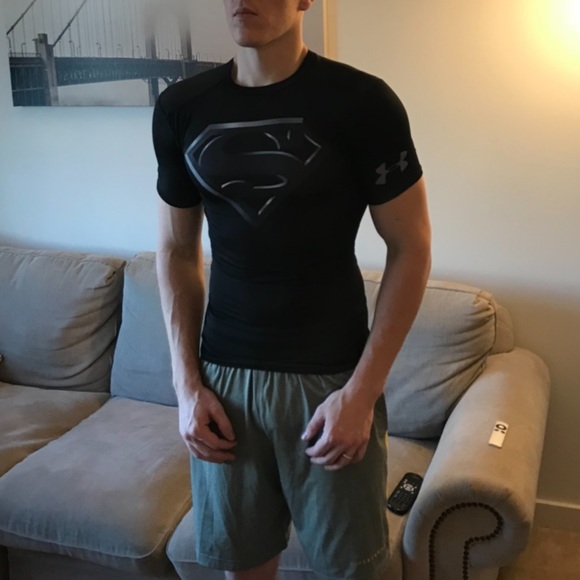 SUPERMAN UNDER ARMOUR MEN COMPRESSION GYM T SHIRT ALTER EGO WORKOUT BODYBUILDER - Picture 2 of 5